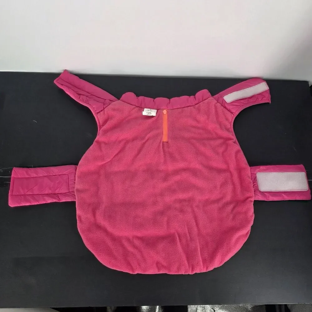 Dog Coat Jacket Medium Pink Quilted Nylon Fleece Lined Pet Vest Winter